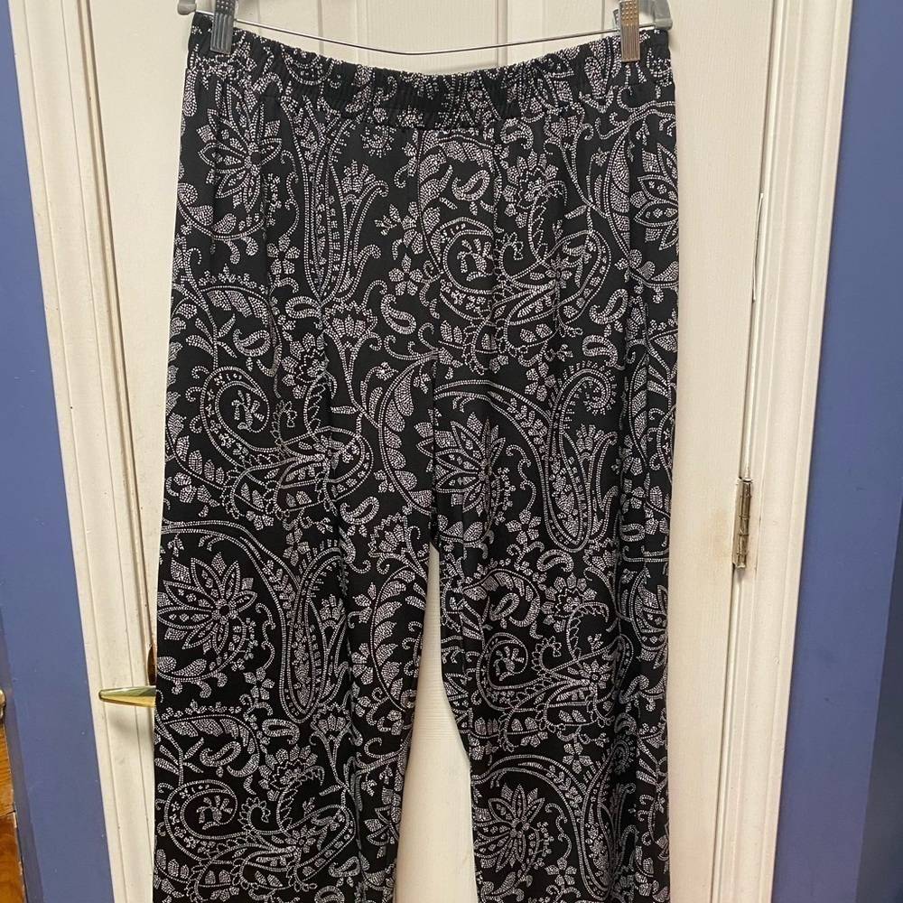 Messini Wide Leg Pants With Elastic Waist (Floral Print paisley)